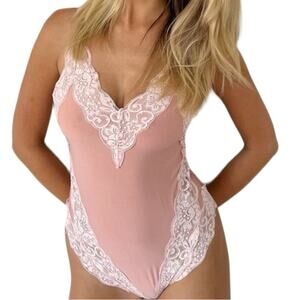 We are HAH x Free People Dusty Pink Back Off Bodysuit NWT